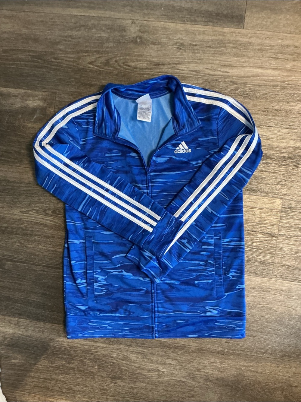 adidas Royal Blue Zip-Up Track Jacket with White Stripes